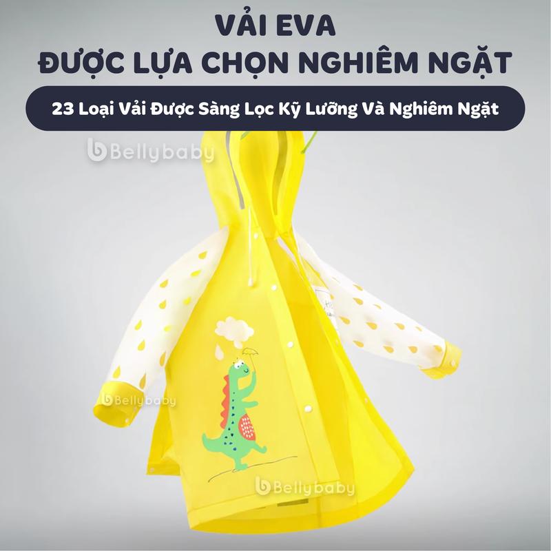 Áo mưa cho bé Belly Baby, Áo mưa trẻ em cho bé trai, bé gái có ngăn đựng balo, màu sắc dễ dương, chất liệu EVA an toàn 7