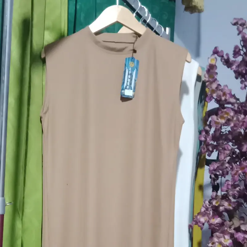Lyguns Inner Dress Tanpa Lengan Polos PREMIUM Casual Abu Hitam 4