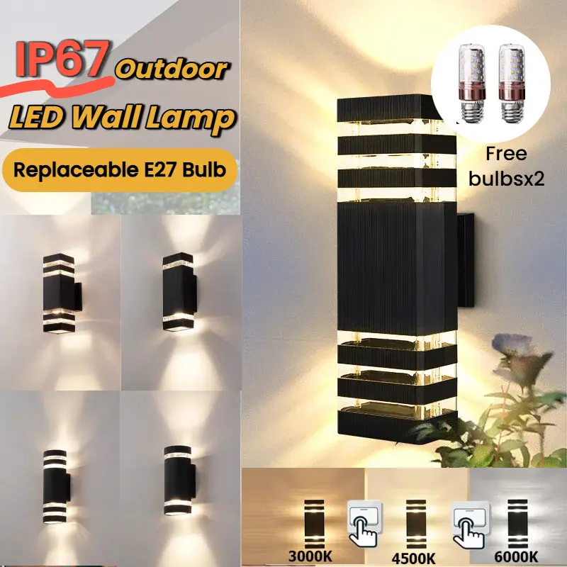 CANMEIJIA Lampu Dinding Tempel Aesthetic Waterproof LED Wall Lampu Hias Rumah Lighting Bulbs E27 untuk Tangga