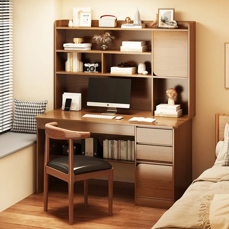 Desk Bookshelf Integrated Computer Desk Desktop Student Household Study Table and Chair Combination Simple Bedroom Office Writing Desk