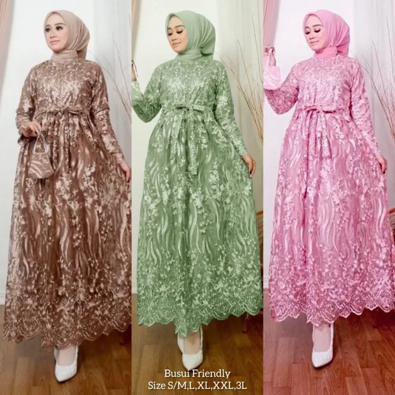 MAXI LESYA (M L XL XXL XXXL) GAMIS BRUKAT BUSUI GAMIS TERLARIS GAMIS PESTA KONDANGAN SERAGAM KONDANGAN GAMIS WEDDING FASHION MUSLIM DRESS MUSLIM DRESS KEKINIAN GAMIS JUMBO SERAGAM BRIDESMAID BROKAT MEWAH
