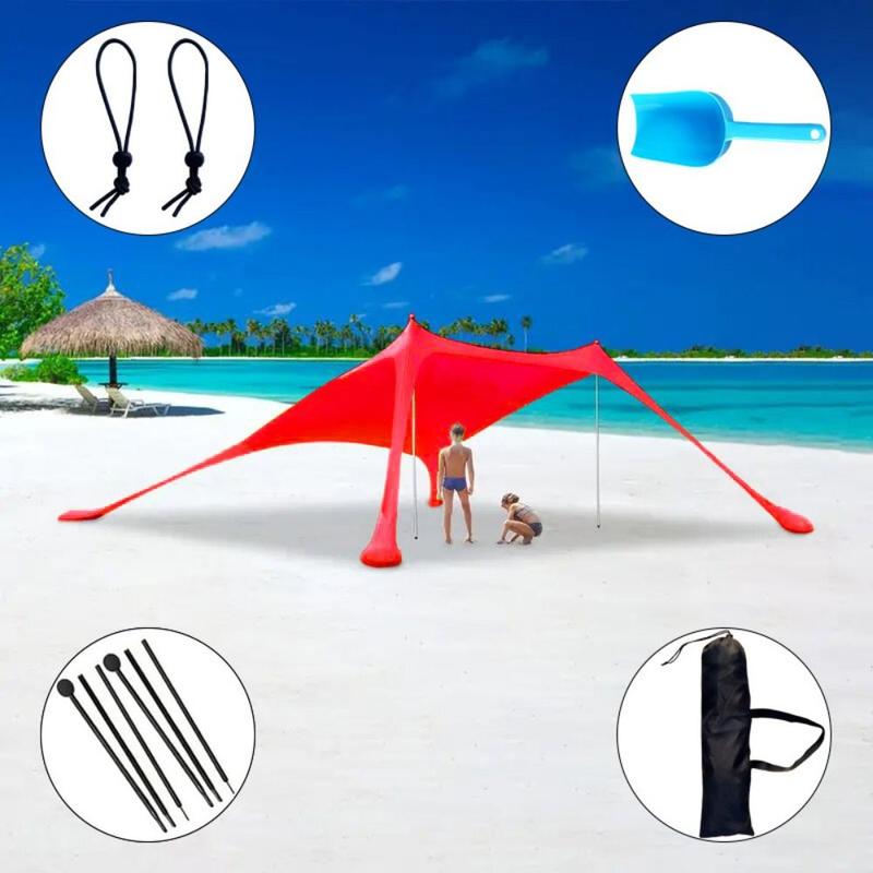 GANCIHAWENHUA Canopy Sun Shade Sunshade Beach Stretch Tent Portable UV Resistant Outdoor Beach Tent Windproof with Carry Bag Camping Sun Shelter Sun Protection Equipment 4