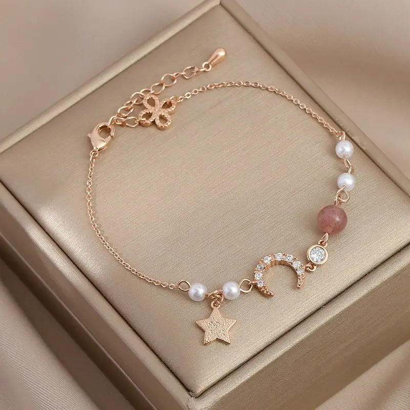 Gelang Xingyue Mutiara & Zirkon Kristal – Aksesoris Fashion Wanita Modis