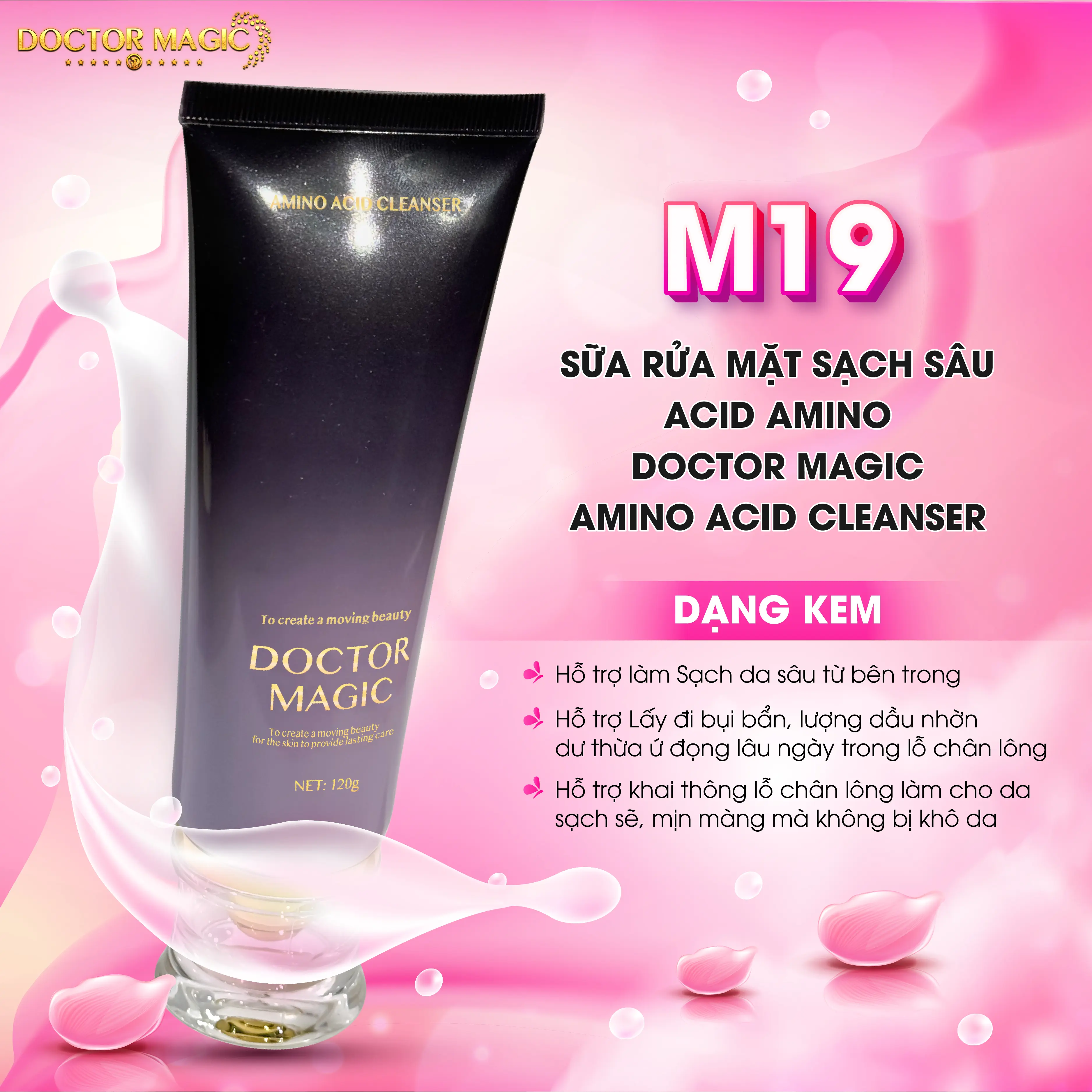 M19 - Sữa Rửa Mặt Sạch Sâu Acid Amino Doctor Magic - Amino Acid Cleanser - 120g - Skincare