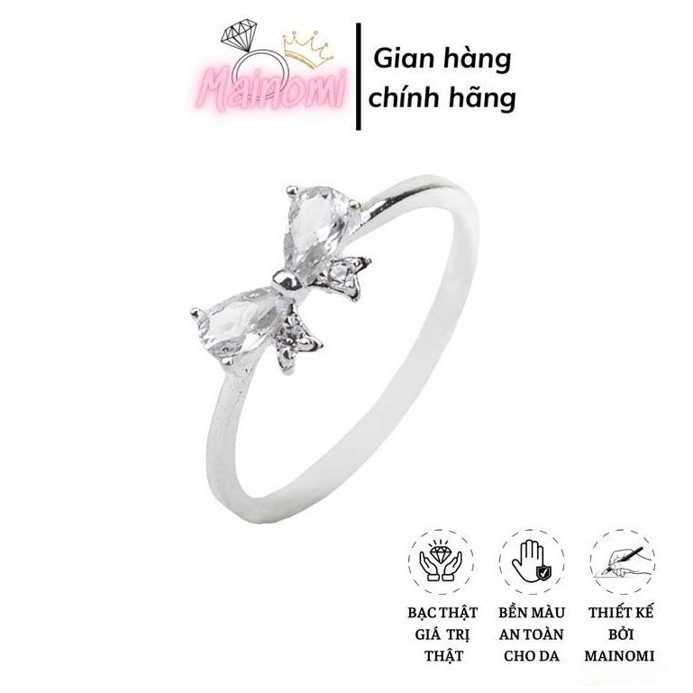 Nhẫn nữ hình nơ xinh xắn bạc ta MAINOMI nhẹ nhàng nàng thơ siêu đẹp