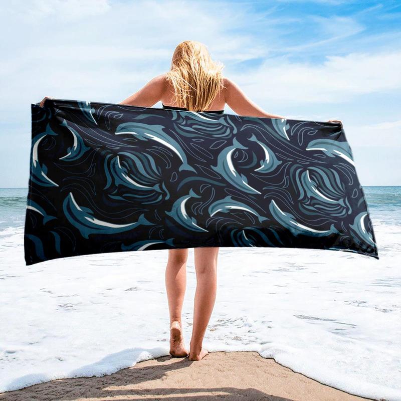 Abstract Wave Pattern Beach Towel, Portable Foldable Large Bath Towel, Multifunctional Towel for Beach Vacation Outdoor Picnic 0