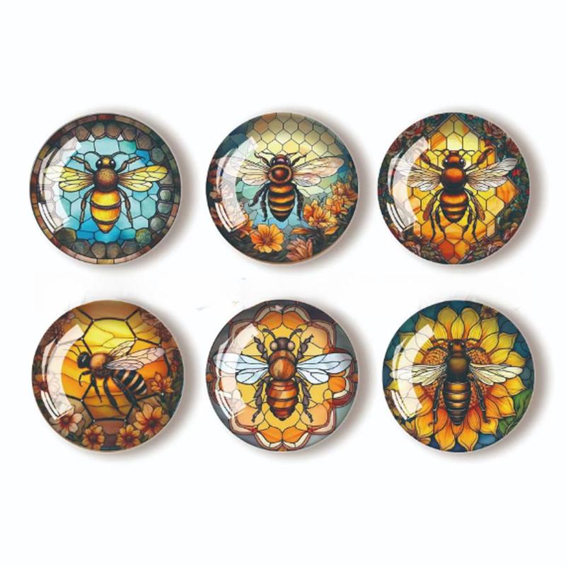 Round Magnetic Fridge Magnet, Colorful Bee Pattern Fridge Magnet, Kitchen Decoration for Office Whiteboard, Cabinet, Dishwasher, Locker 5