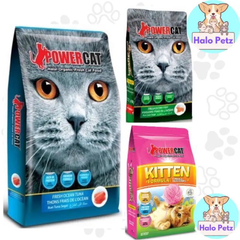 100% Quality Powercat Premium Halal Dry Cat Food 1.4kg/1.2kg  Ocean Tuna Ocean Fish/Kitten