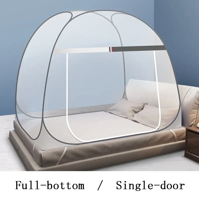 1m/1.2m/1.5m/1.8m Yurt Mosquito Net Folding Summer Bed Tent Full-Bottom Anti-Mosquito Netting Free-Installation Canopy Neting
