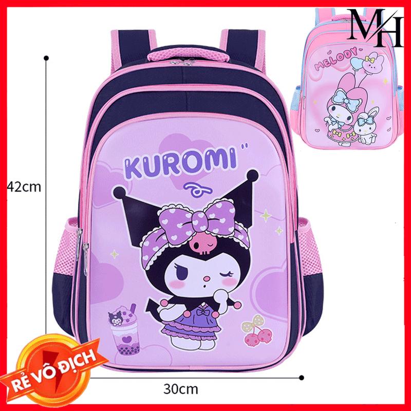Balo cho bé gái kuromi và melody size lớn cho học sinh lớp 3-9 đi học cặp sách nữ tiểu trung học nhiều ngăn