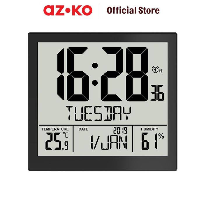 Promo AZKO Forhom Jam Dinding Lcd Digital Big Display Square - Hitam ...