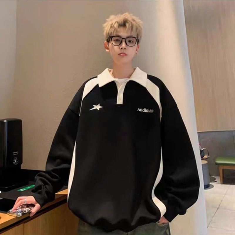 Áo SWEATER POLO ANDIMAN NAD Unisex chất cotton tổ ong Dáng Rộng Nam Nữ Tay Dài cổ bẻ Thời Trang