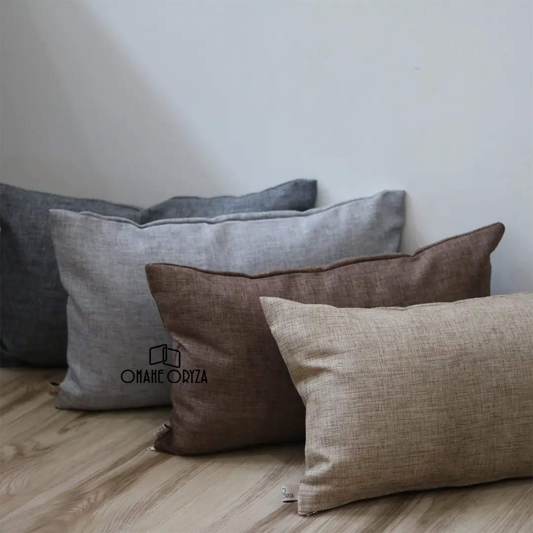 Sarung Bantal Sofa Polos 30x50 Sarban Kursi Motif Minimalis Warna Coklat Brown Abu Grey Cushion Cover 50x30 Premium Modern OMAHE ORYZA