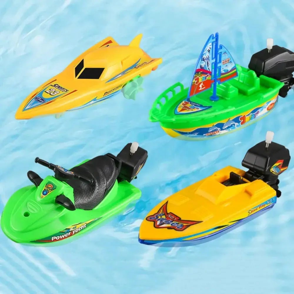 Kids Pool Swimming Bathtub Bath Toys Wind Up Clockwork Float In Water Speed Boat Ship Children Bath Toys Random Color