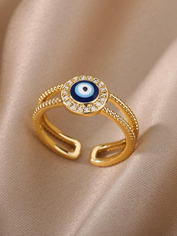 Eye Design Rhinestone Decorated Cuff Ring, Fashion Accessories for Women & Girls, Fashion Jewelry for Party, Daily Clothing Decor, Trendy All-match & Exquisite Jewelry for Birthday Gift 5