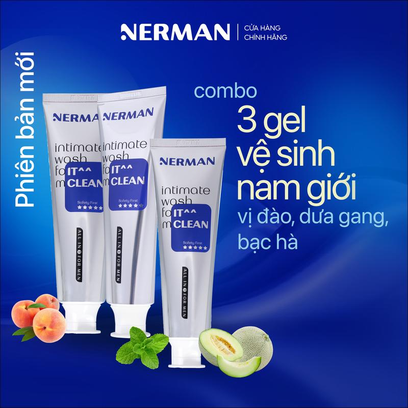 Gel vệ sinh nam giới Nerman IT CLEAN hương vị hoa quả 100ml/chai