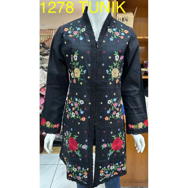 YUU - 1276 / 1278 kebaya alexuez tunik bordir kombinasi brukat premium putih tulang / tunik premium bordir timbul / tunik kebaya modern 2