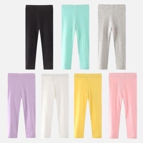 Quần legging trơn dài 25kg-41kg chất vải cotton xuất dư co giãn 4 chiều thấm hút mồ hôi 1