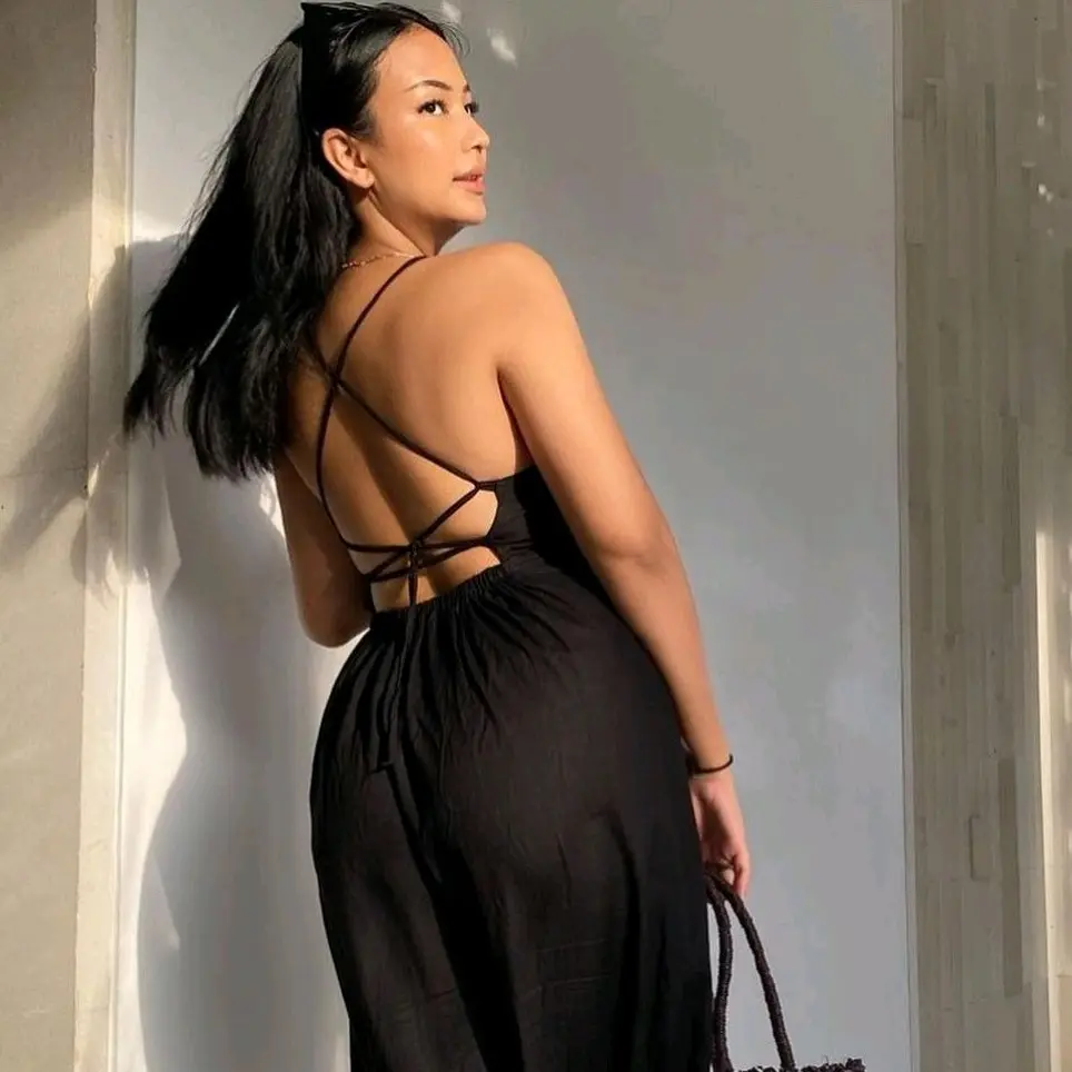 Dress Backless Serut Bodycone Seksi Polos