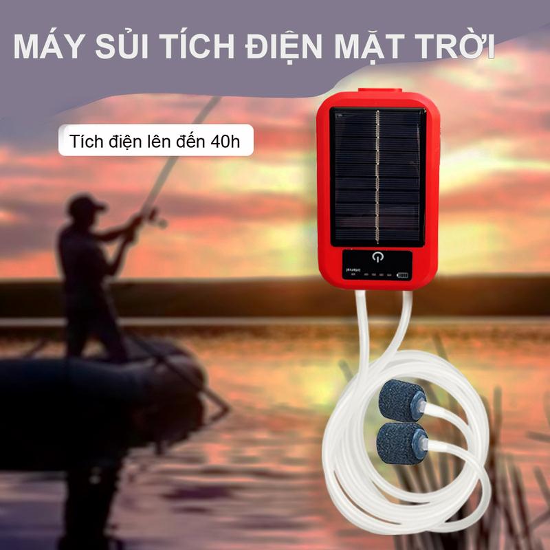 Máy Sủi Oxy Hồ Cá Tích Điện 2 Vòi BY A3 Siêu Êm, Cao Cấp: câu cá, nuôi cá, bán hải sản...