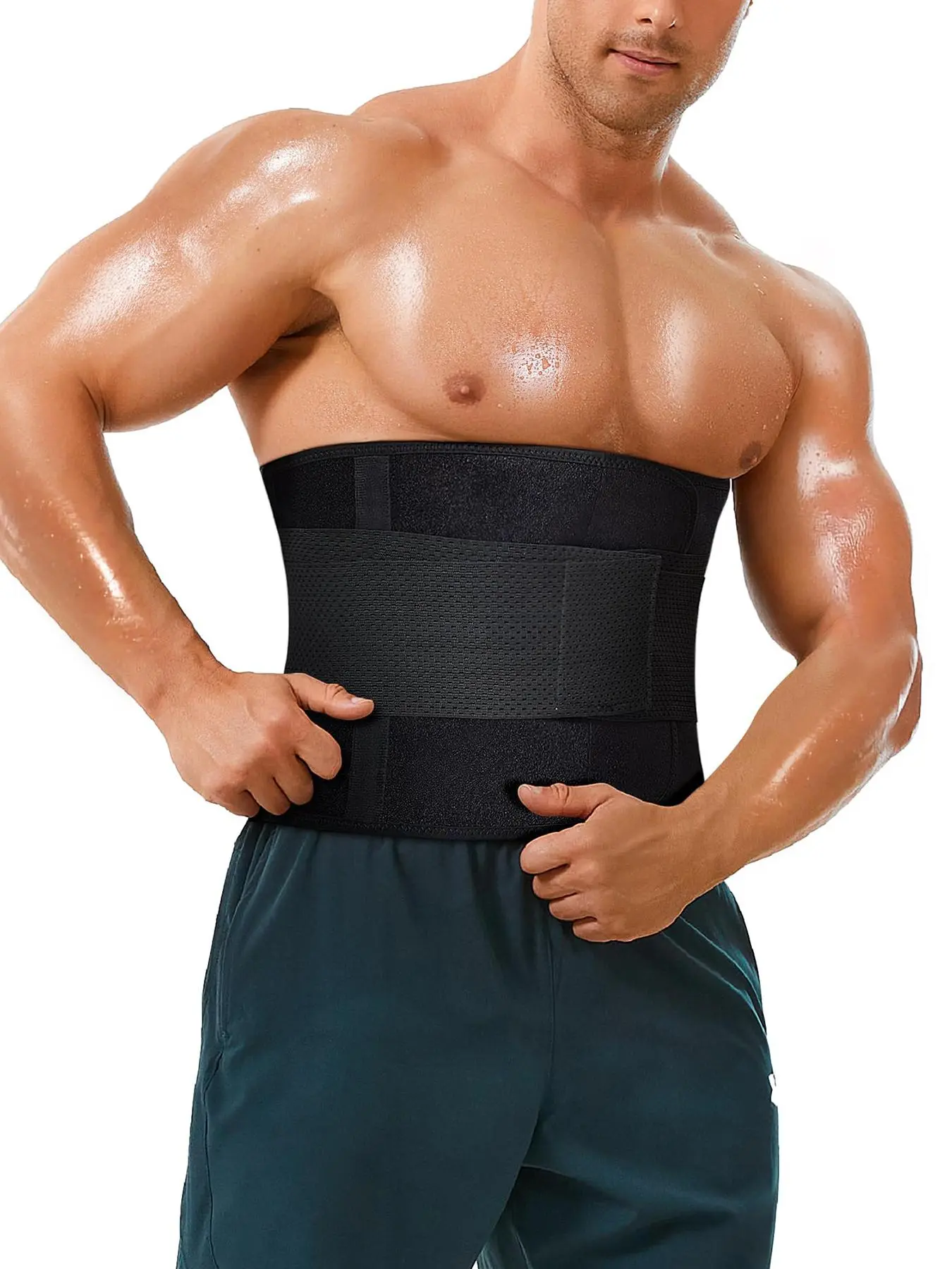 Men's Velcro Adjustable Waist Belt, Solid Color Sauna Waist Trainer,  Shaper, Tummy Control Shaper, Men's Shapewear