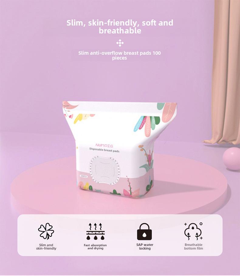 Product Introduction of Disposable Anti-Overflow Breast Pad 100 Pieces Breastfeeding Breast Pad Pregnant Women Spill Prevention Breast Pad Soft Breathable Independent Packaging 1
