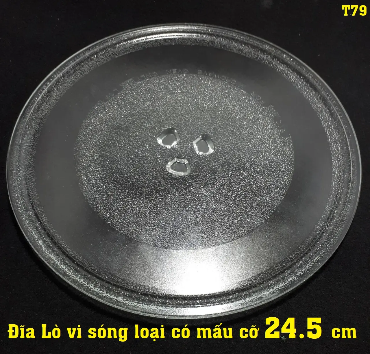 Đĩa Lò vi sóng thủy tinh Đường kính 24.5cm có mấu quay cho lò vi sóng dung tích 18L-20L