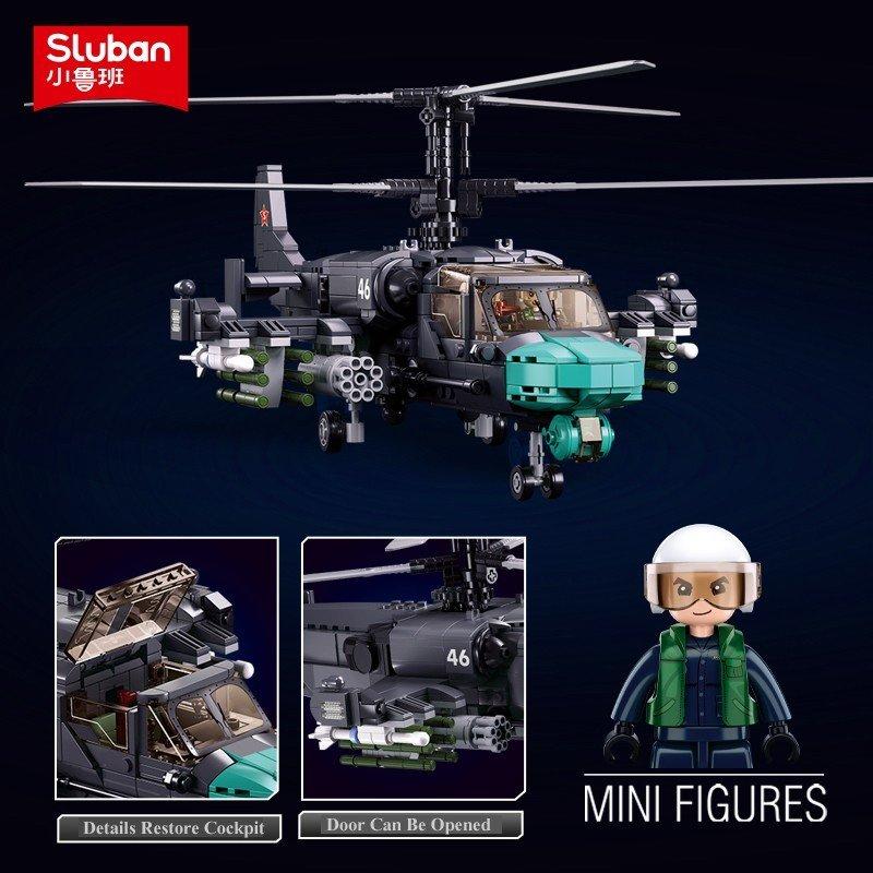  Đồ chơi lắp ráp Trực máy tấn công KA-52S Sluban 1138 KA-52S Gunship Xếp hình thông minh Mô hình máy bay 