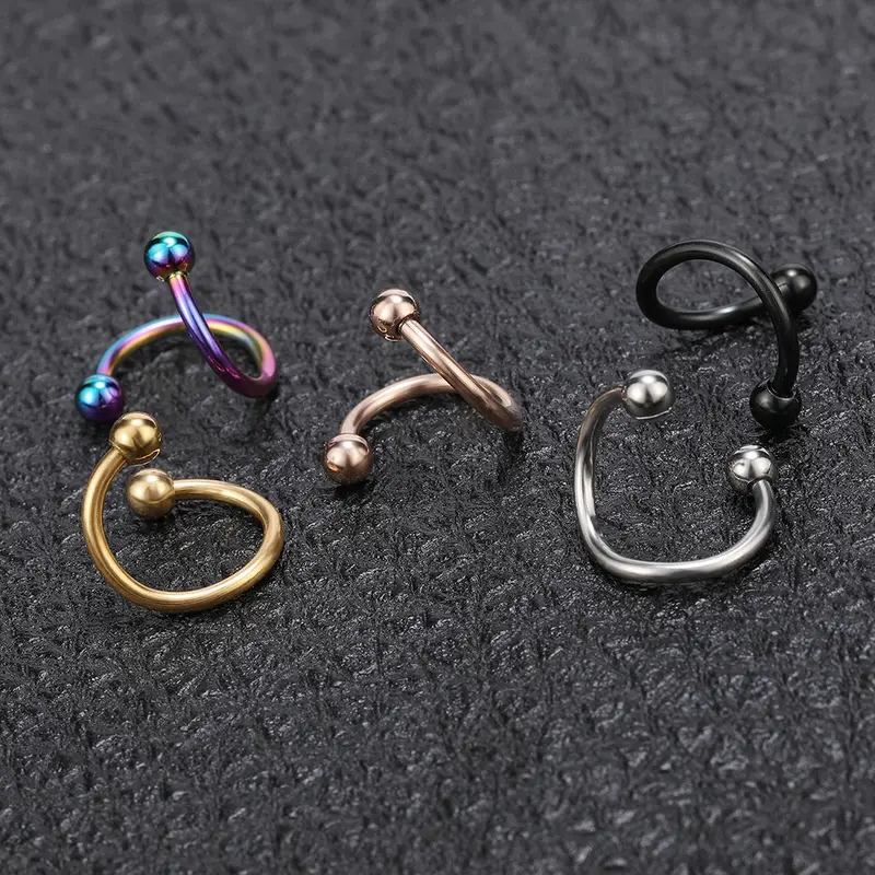 Stainless Steel Hoop Earrings Cartilage Lip Piercings Spiral Nose Rings Nostril Piercings Round Earrings 6