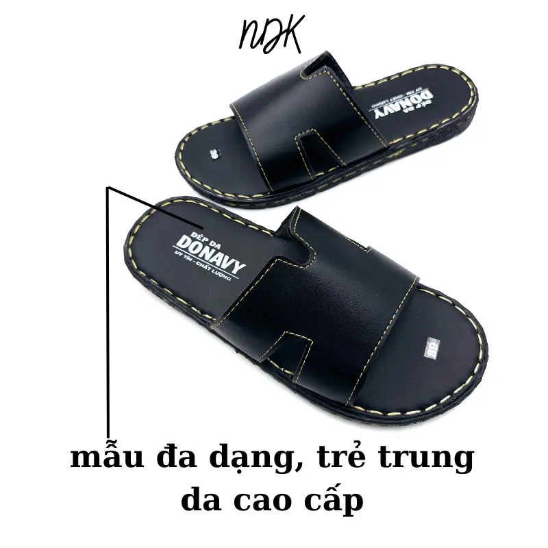 Dép Quai Ngang Nam Da DONAVY Cao Cấp Quai Chữ K Nổi Bật,Khâu Quai Chắc Chắn D.CKS dep da 2