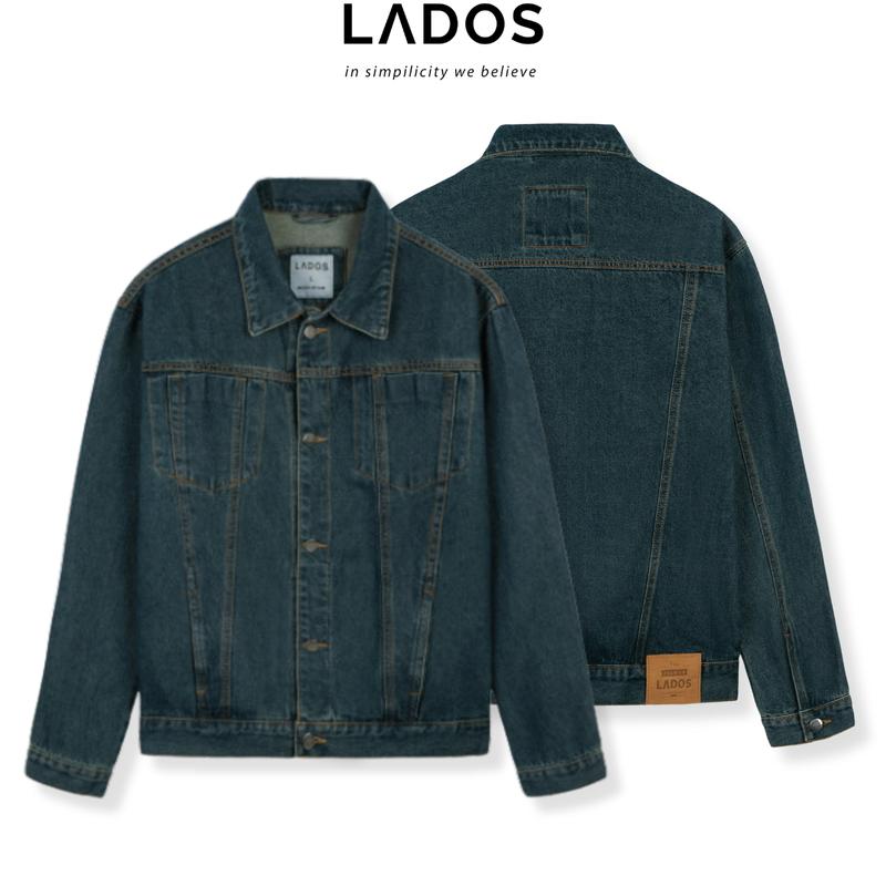 Áo khoác jean nam xanh đậm phong cách basic LADOS-92078 nam tính, thời trang, sang trọng