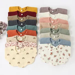 Richie Muslin Button Bib/Celemek slabber bayi 360 / Baby bibs / Scarf slabber bayi 100% Katun Lembut & Penyerap Maksimal untuk Bayi Anda