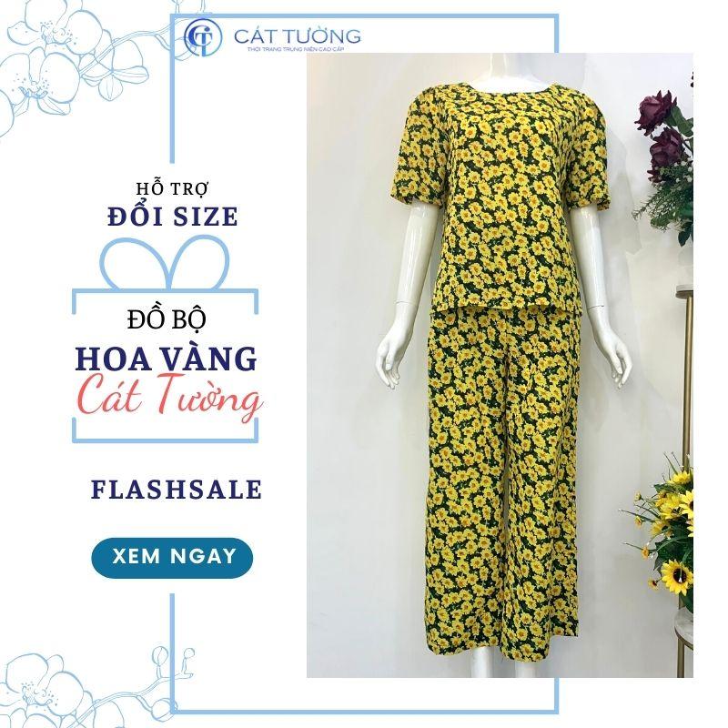 Đồ bộ thiết kế tặng bà tặng mẹ big size cao cấp - Bộ hoa vàng