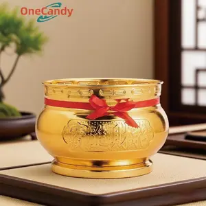 5" Hiolo Tempat Hio Emas Kuningan / Hio Dupa Kuningan / Hiolo Tempat Dupa Hio Emas (zhou chai jing bou) Keberuntungan Fengshui Cina