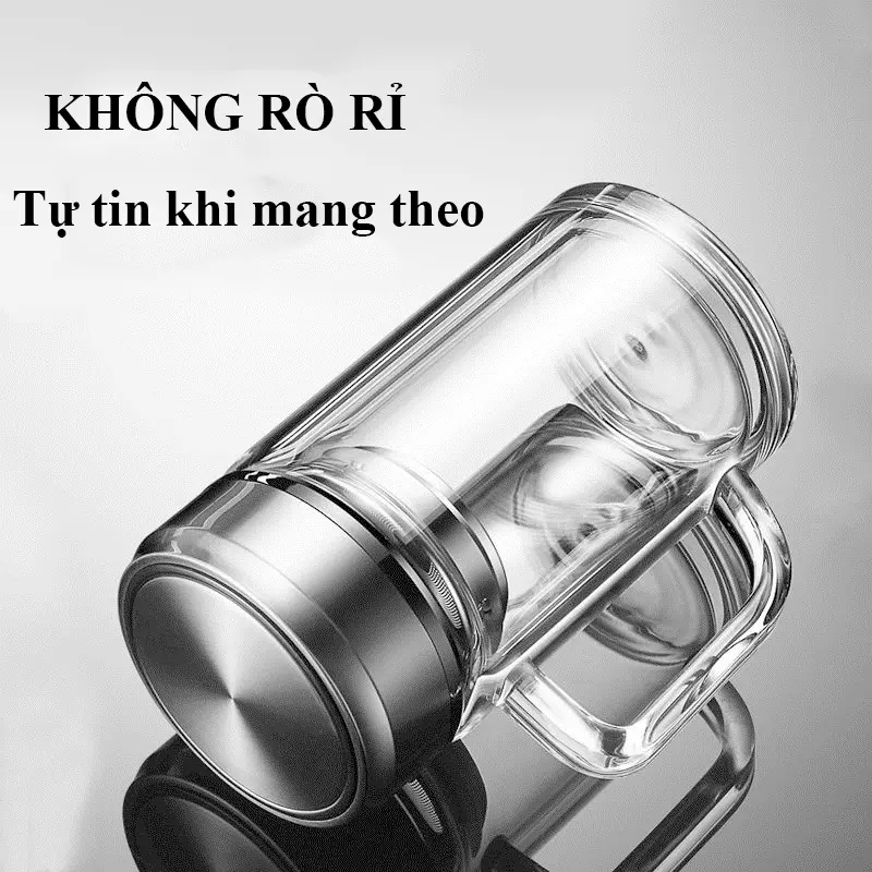 [Giá Sốc] Cốc thủy tinh hai lớp pha trà BT0022, Cốc pha trà thủy tinh có lõi lọc, Dung tích 350ml-550ml 2