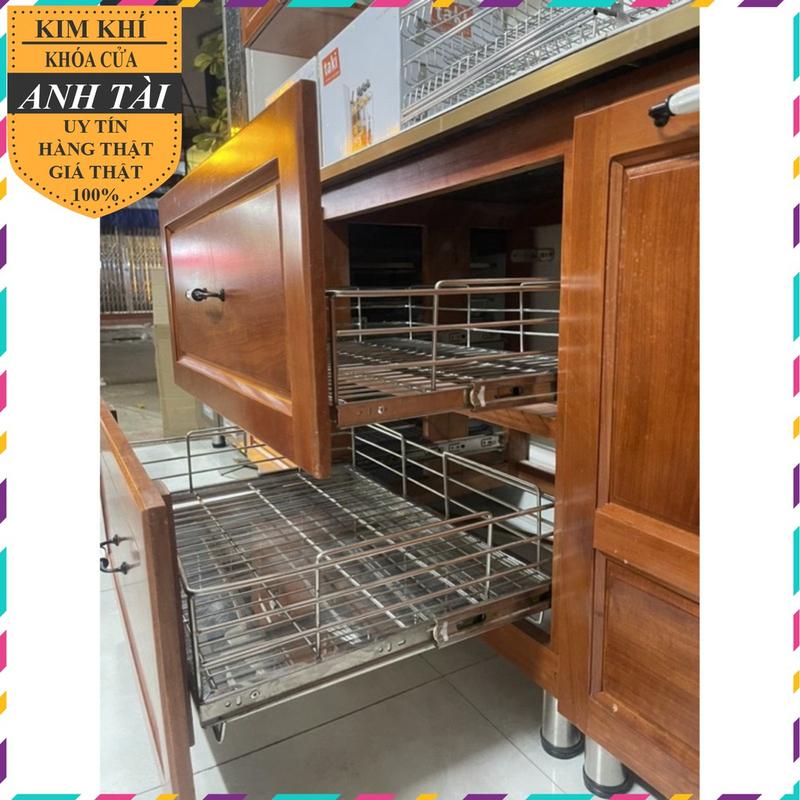 Giá để xoong nồi, giá kéo đựng xoong nồi lắp tủ bếp dưới kèm ray trượt inox 304 bán lẻ 1 tầng Kitchen Treo Tường