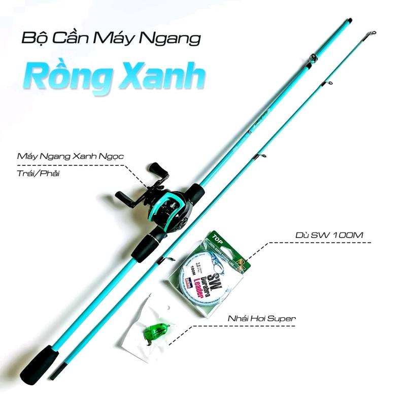 Combo cần câu lure rồng xanh máy ngang tay trái , dù SW 100m , nhái hơi Đi Câu Fishing Câu Cá cân Carbon caulure