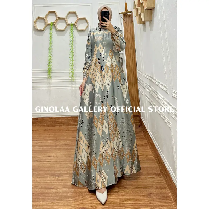 DRESS WANITA | GAMIS SILK PREMIUM | BUSUI FRIENDLY | MOTIF PIRAMIDA • simpel 2