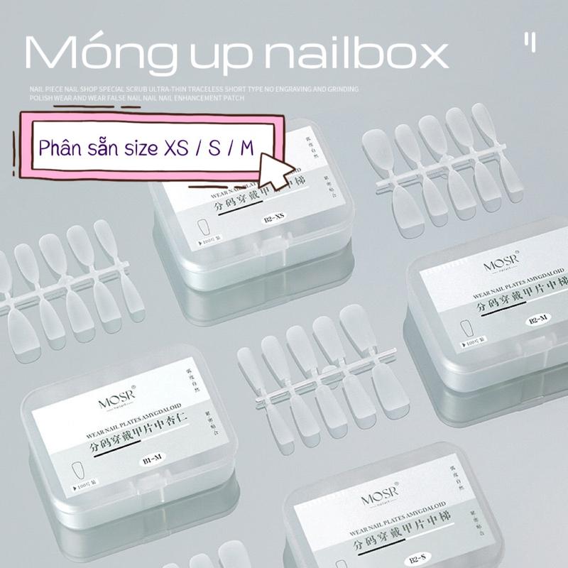 Móng up MOSR form hạt gạo, vuông ngắn, na tròn nhọn, thang phân sẵn size dành cho nailbox