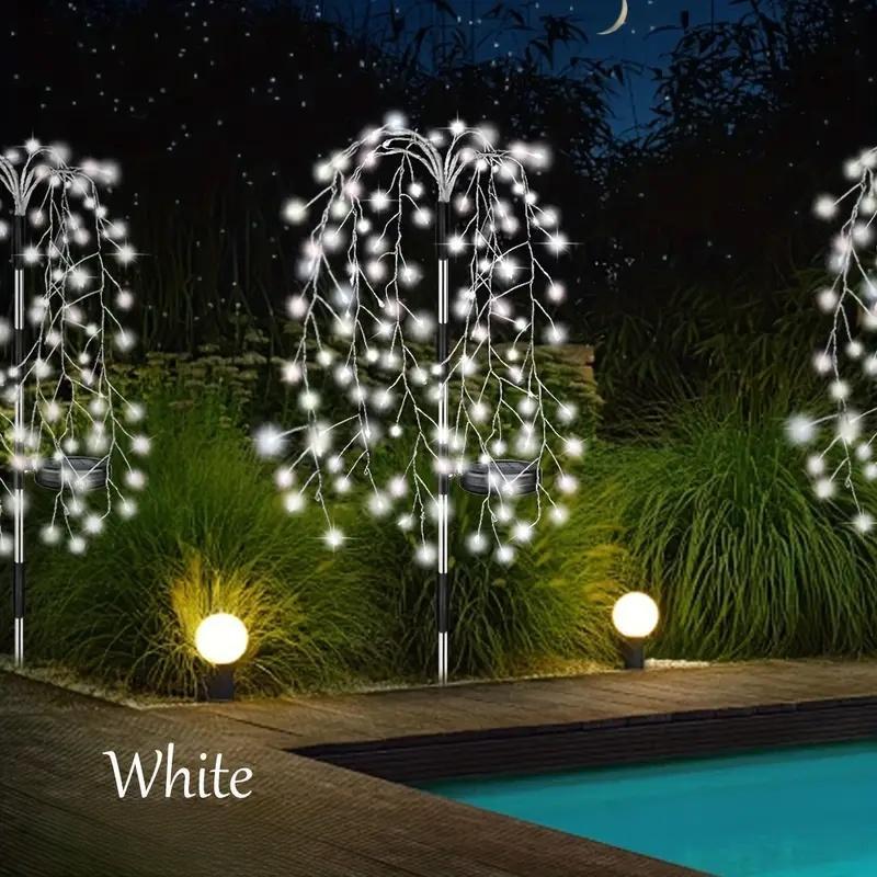 Solar Powered Firecracker Willow Light, 1pc Outdoor Solar Fireworks Light, 8 Modes Flashing Copper Wire Fairy Light for Garden, Pathway, Party, Camping, Christmas, Ramadan 5