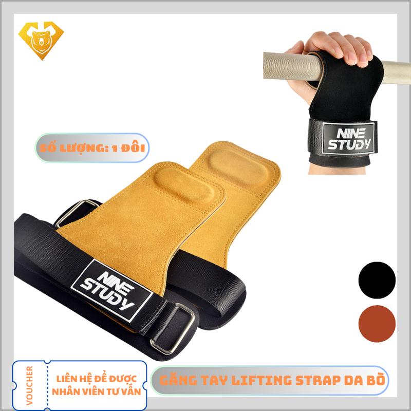 [ Dày 3mm ] Găng Tay Tập GYM Chính hãng Nine Study, Dây kéo lưng Lifting Straps đa năng hỗ trợ tập Gym, lên xà