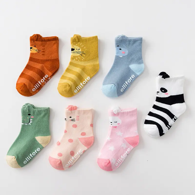 Infant Baby Boy Girl Fashion Socks, Cartoon Animal Print Soft Toddler Anti-Slip Mid-Tube Socks