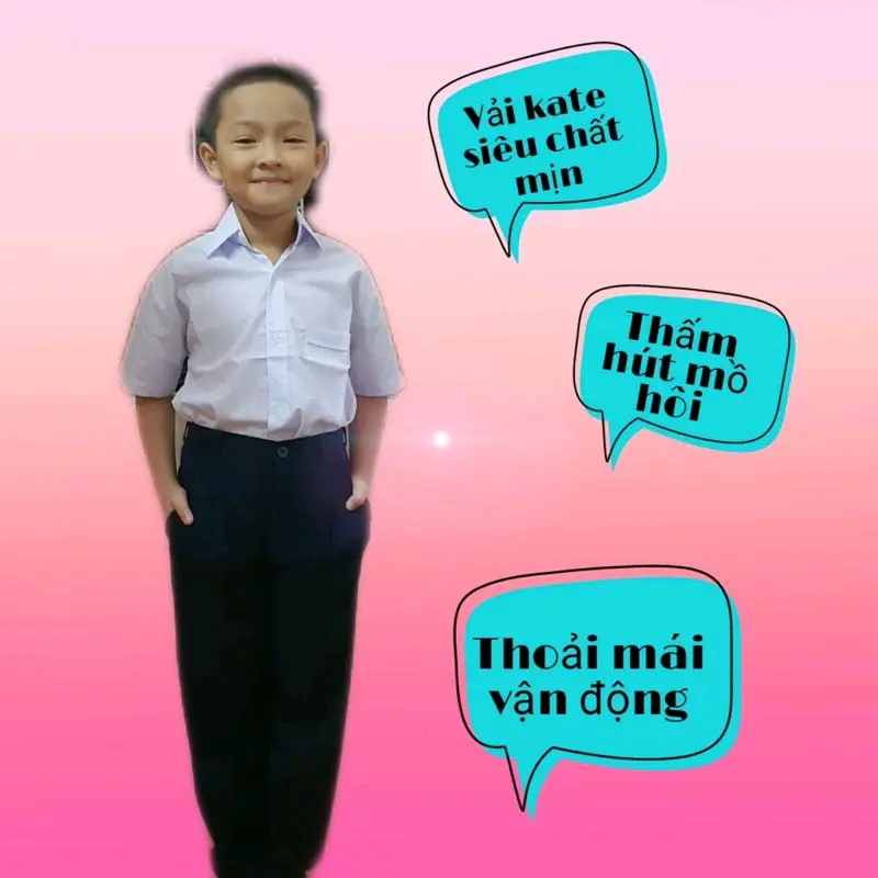giảm giá 25% combo quần tây lưng thun màu xanh đen  và áo sơ mi cổ trắng dành cho học sinh nam cấp một,hai từ 17-57kg giảm giá 25%