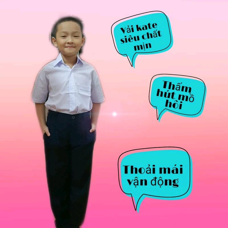 combo  giảm giá 25% quần tây lưng thun màu xanh đen  và áo sơ mi cổ trắng dành cho học sinh nam cấp một,hai từ 17-57kg giảm giá 25% Menswear