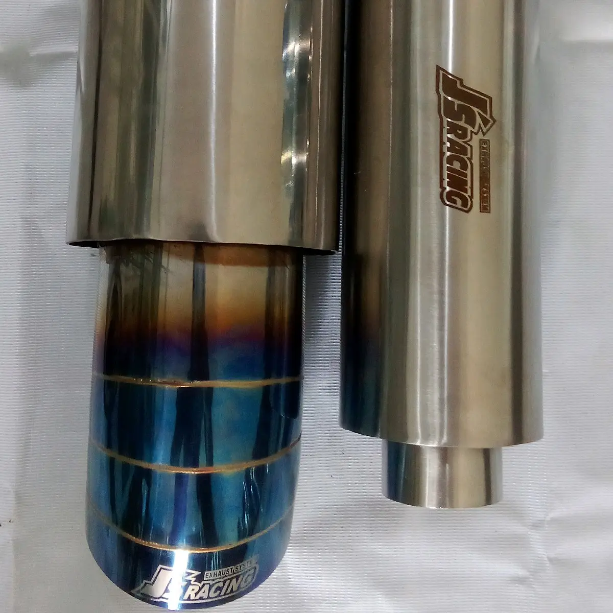 PAKET KNALPOT JS RACING BASS GAHAR KERING + RESONATOR UNTUK SEMUA JENIS MOBIL BAHAN FULL STAINLESS