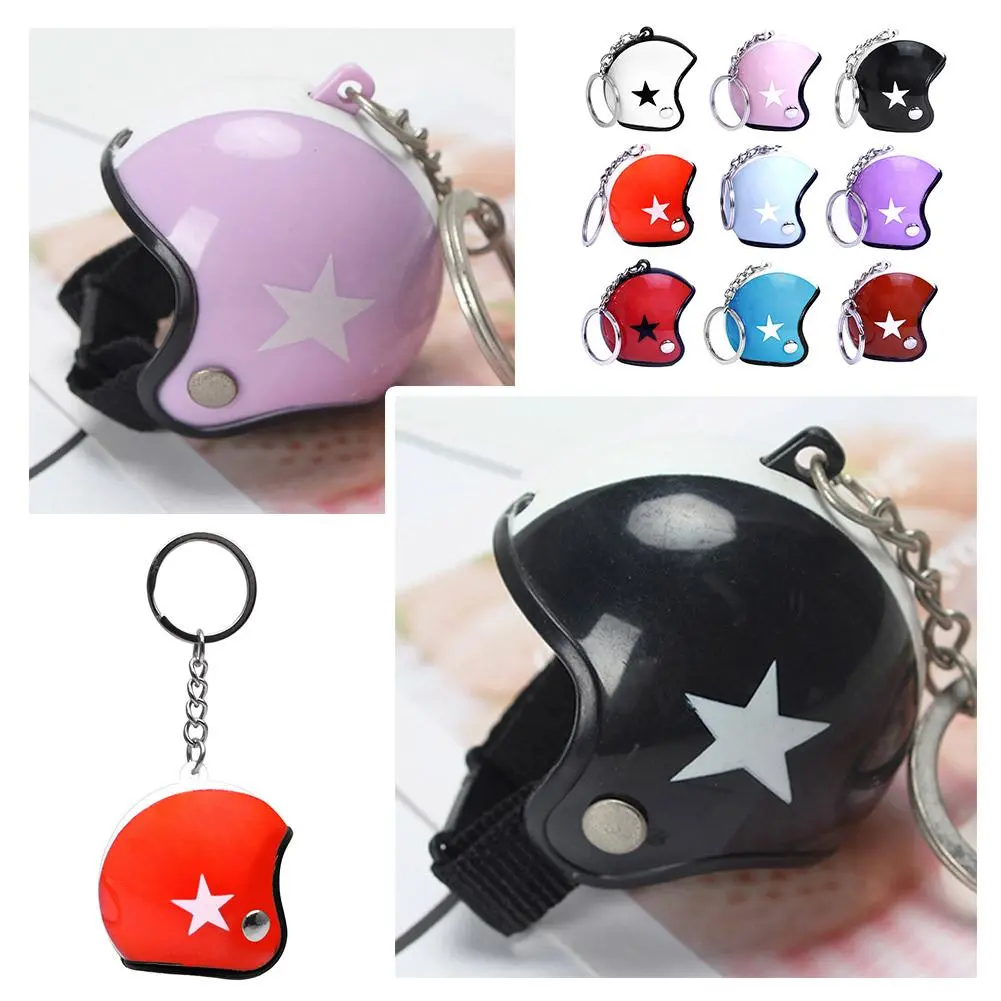 New Motorcycle Helmet Keychain Star Flag Bee Kawaii Keychain DIY Doll Hard Hat Car Pendant Children Toys Promotional Gift