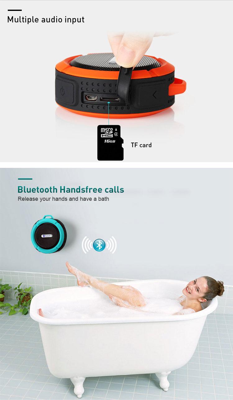 Product Introduction of 2025 Speaker Bluetooth Waterproof Big Sound Suction Cup Wireless TF card Shower Portable  Stereo Mini Audio Subwoofer HD Sound with iOS Android 11