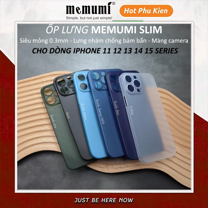 Ốp lưng iPhone Memumi Super thin 0.3mm siêu mỏng chống bám vân tay bảo vệ camera cao cập cho iPhone 16 15 14 13 12 11 Pro Max 14 15 Plus