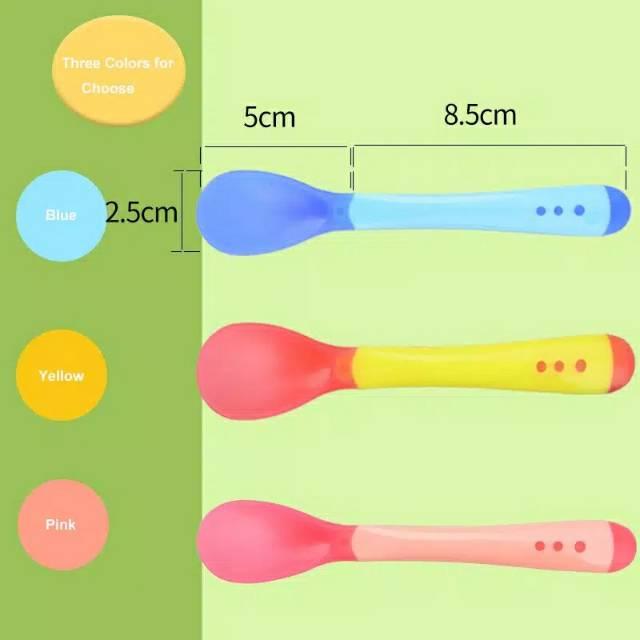 4 pcs Sendok makan bayi dengan sensor panas lentur silikon 2