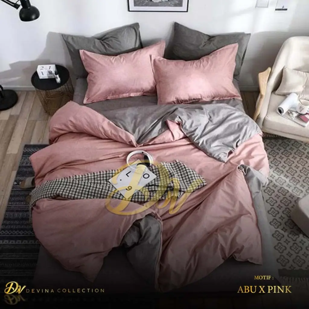 Bedcover 1 Set Aesthetic Korea Two Tone Pink Dusty Mix Abu Tua Polos  Devina Collection